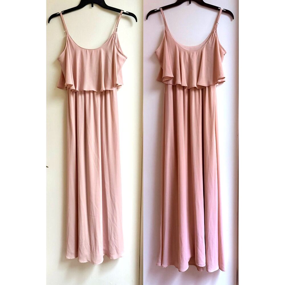 Show Me Your Mumu Caitlin Pink Chiffon Maxi Dress M Ruffle Gown Prom Bridesmaid - Picture 3 of 10